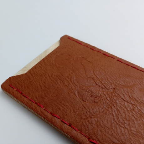 #4 Holzportmonnaie Sperrholz Leder Braun (Wallet Plywood Leather)