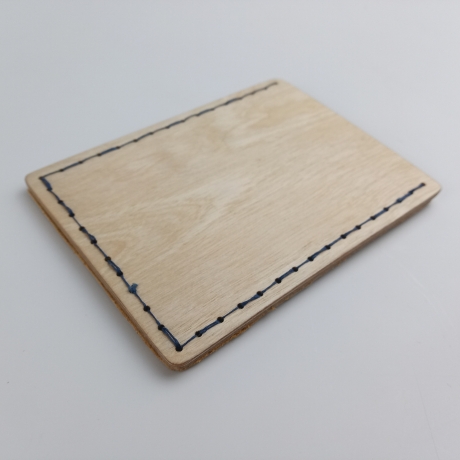 #5 Holzportmonnaie Sperrholz Leder Gelb Wallet Leather Upcycling