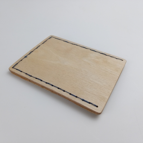 #5 Holzportmonnaie Sperrholz Leder Gelb Wallet Leather Upcycling