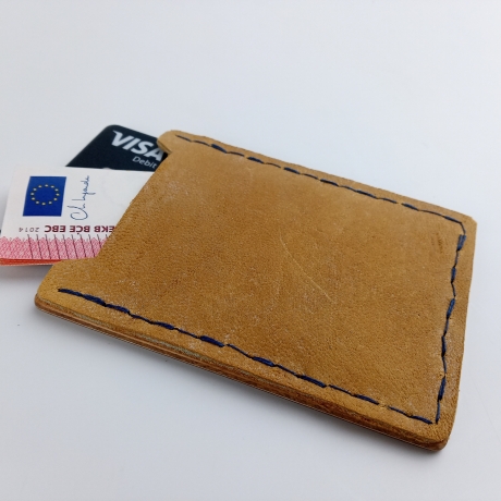 #5 Holzportmonnaie Sperrholz Leder Gelb Wallet Leather Upcycling