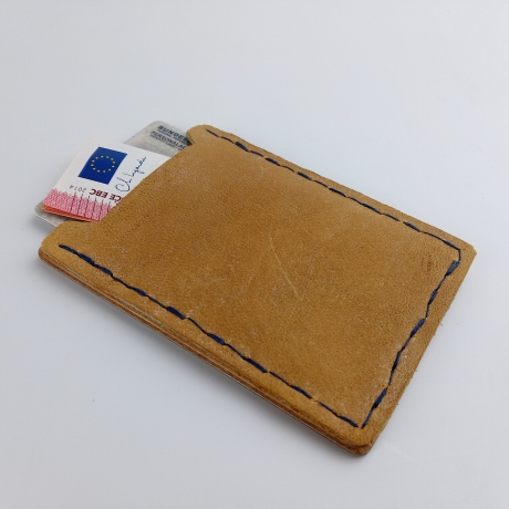 #5 Holzportmonnaie Sperrholz Leder Gelb Wallet Leather Upcycling