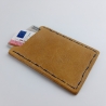 #5 Holzportmonnaie Sperrholz Leder Gelb Wallet Leather Upcycling