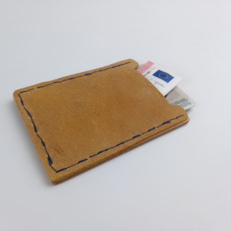 #5 Holzportmonnaie Sperrholz Leder Gelb Wallet Leather Upcycling