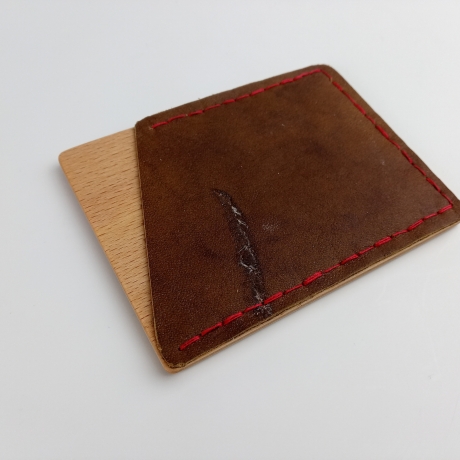 #8 Holz Portemonnaie Sperrholz Leder Wallet Leather Upcycling