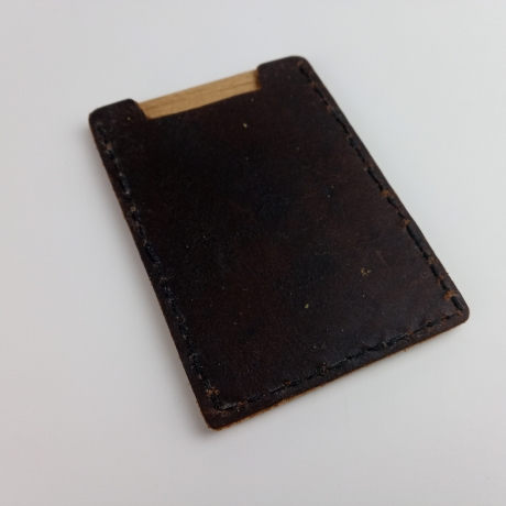 #10 Holzportmonnaie Sperrholz Leder Braun Leatherwallet Upcycling