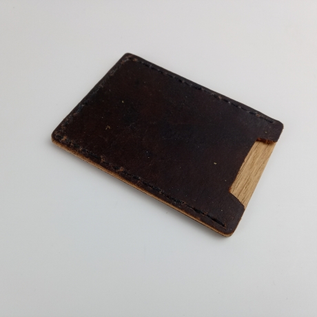 #10 Holzportmonnaie Sperrholz Leder Braun Leatherwallet Upcycling