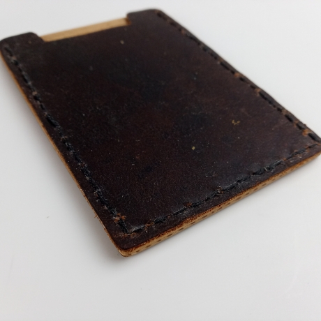 #10 Holzportmonnaie Sperrholz Leder Braun Leatherwallet Upcycling