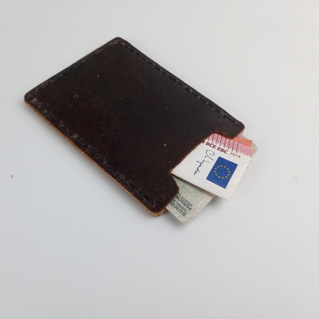 #10 Holzportmonnaie Sperrholz Leder Braun Leatherwallet Upcycling