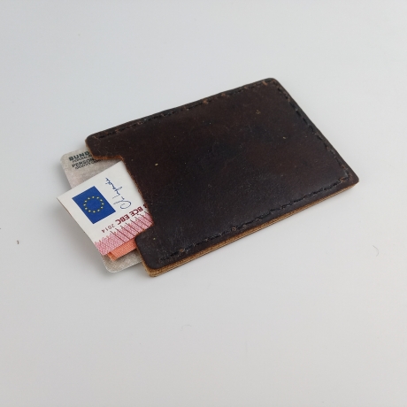 #10 Holzportmonnaie Sperrholz Leder Braun Leatherwallet Upcycling
