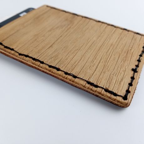 #10 Holzportmonnaie Sperrholz Leder Braun Leatherwallet Upcycling