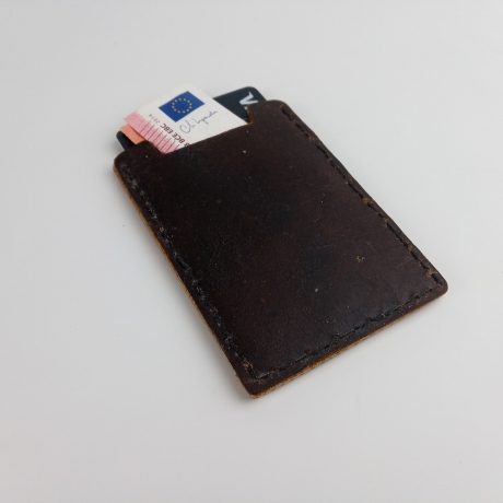 #10 Holzportmonnaie Sperrholz Leder Braun Leatherwallet Upcycling