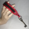 USB- Schlüsselanhänger Unikat rot schwarz Kunstleder Handarbeit