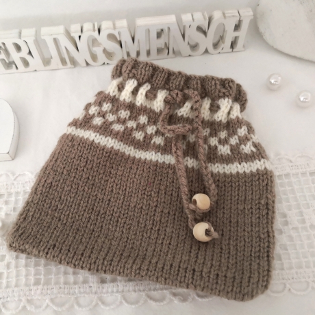 Aufbewahrung Beutel gestrickt Geschenk Handarbeit