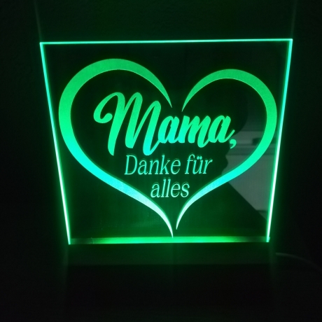 dekorative Spiegelfliese auf LED Holzsockel, 7 Farben einstellbar
