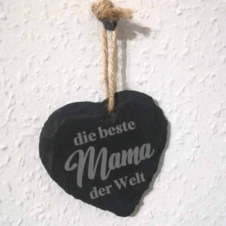 Schieferherz die beste Mama der Welt, Geschenk, Deko