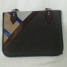 Handtasche Oversized Clutch schwarz blau Unikat robust Satin