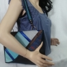 Handtasche Oversized Clutch schwarz blau Unikat robust Satin