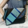 Handtasche Oversized Clutch schwarz blau Unikat robust Satin