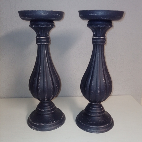 2er Set hohe Kerzenständer, Holz, vintage,upcycled