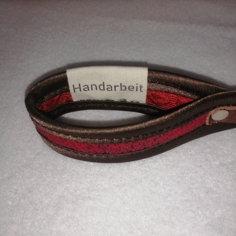 USB-Schlüsselanhänger rot braun Kunstleder soft Handarbeit 3x13cm