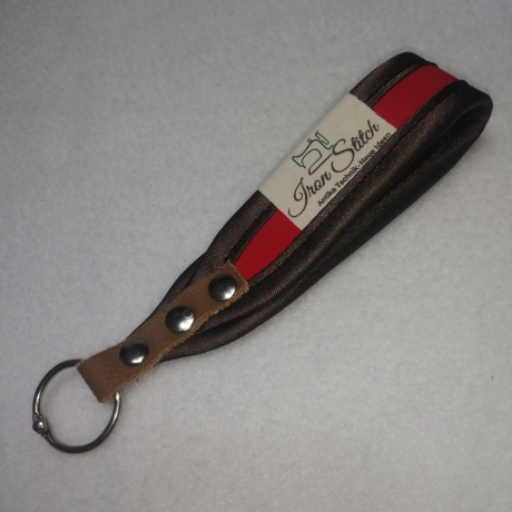USB-Schlüsselanhänger hellrot braun Kunstleder Handarbeit 3x13cm