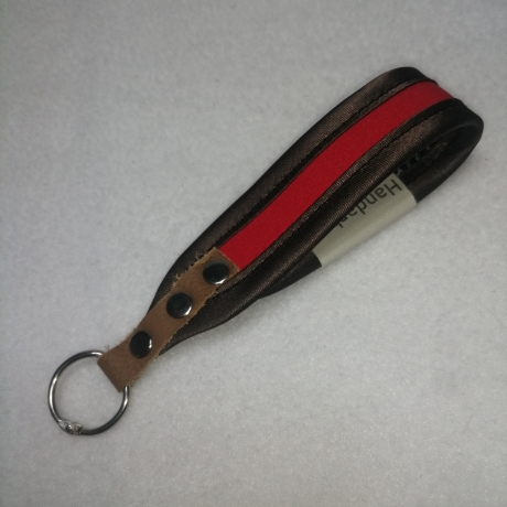 USB-Schlüsselanhänger hellrot braun Kunstleder Handarbeit 3x13cm
