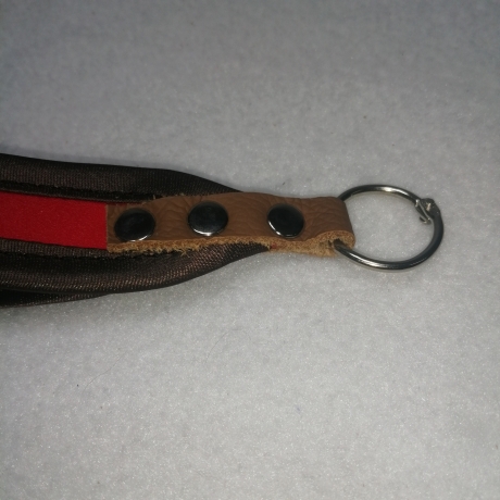 USB-Schlüsselanhänger hellrot braun Kunstleder Handarbeit 3x13cm