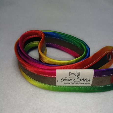 Schlüsselband regenbogen braun Kunstleder weich 90 x 3cm Qualität