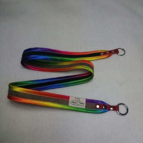 Schlüsselband regenbogen braun Kunstleder weich 90 x 3cm Qualität