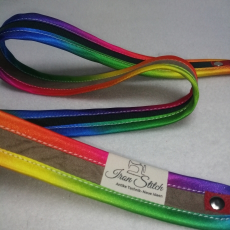 Schlüsselband regenbogen braun Kunstleder weich 90 x 3cm Qualität