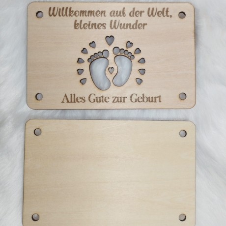 Geschenkkarte aus Holz zur Geburt
