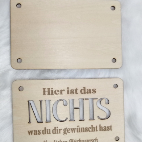 Geschenkkarte aus Holz für die, die NICHTS wollten