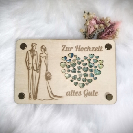 Geschenkkarte aus Holz zur Hochzeit