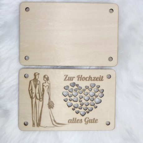 Geschenkkarte aus Holz zur Hochzeit
