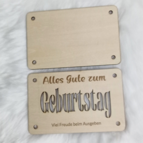 Geschenkkarte aus Holz zum Geburtstag