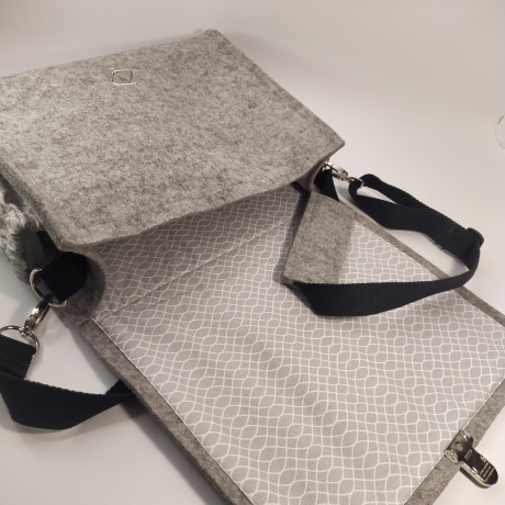 Schultertasche, Handtasche, Notebook, Tablettasche 100% Wollfilz