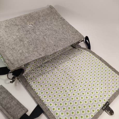 Schultertasche, Handtasche, Notebook, Tablettasche 100% Wollfilz