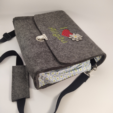 Schultertasche, Handtasche, Notebook, Tablettasche 100% Wollfilz