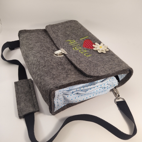Schultertasche, Handtasche, Notebook, Tablettasche 100% Wollfilz