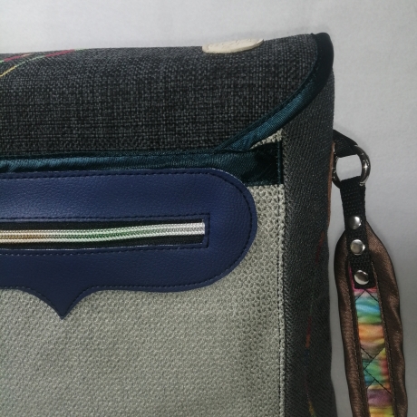 Handtasche Unikat Schultertasche grün grau hochwertig Upcycling