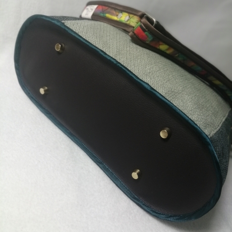 Handtasche Unikat Schultertasche grün grau hochwertig Upcycling
