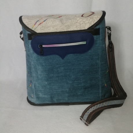 Handtasche Unikat Schultertasche blau hochwertig Upcycling