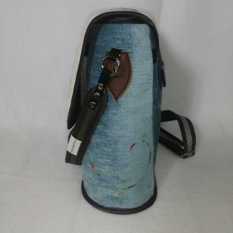 Handtasche Unikat Schultertasche blau hochwertig Upcycling