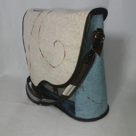 Handtasche Unikat Schultertasche blau hochwertig Upcycling