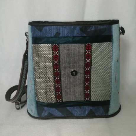 Handtasche Unikat Schultertasche blau hochwertig Upcycling