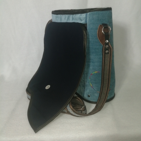 Handtasche Unikat Schultertasche blau hochwertig Upcycling