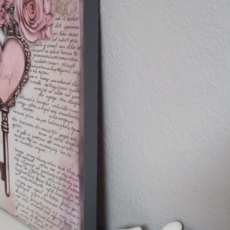 Shabby Chic Dekobild Upcycling Kunstwerk, Unikat im Vintage Stil