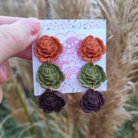 Liebliche Rosen in herbstlichen tönen, Ohrstecker