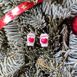 Herz-Kaffeebecher, Ohrstecker