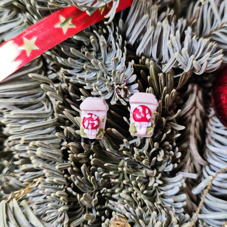 Pilz-Kaffeebecher, Ohrstecker